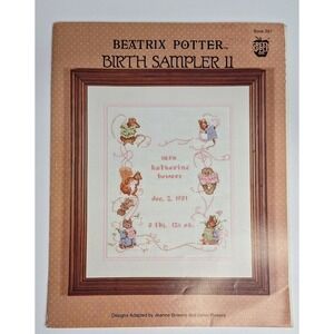Beatrix Potter Birth Sampler II Cross Stitch Leaflet Green Apple #551 Vtg 1991